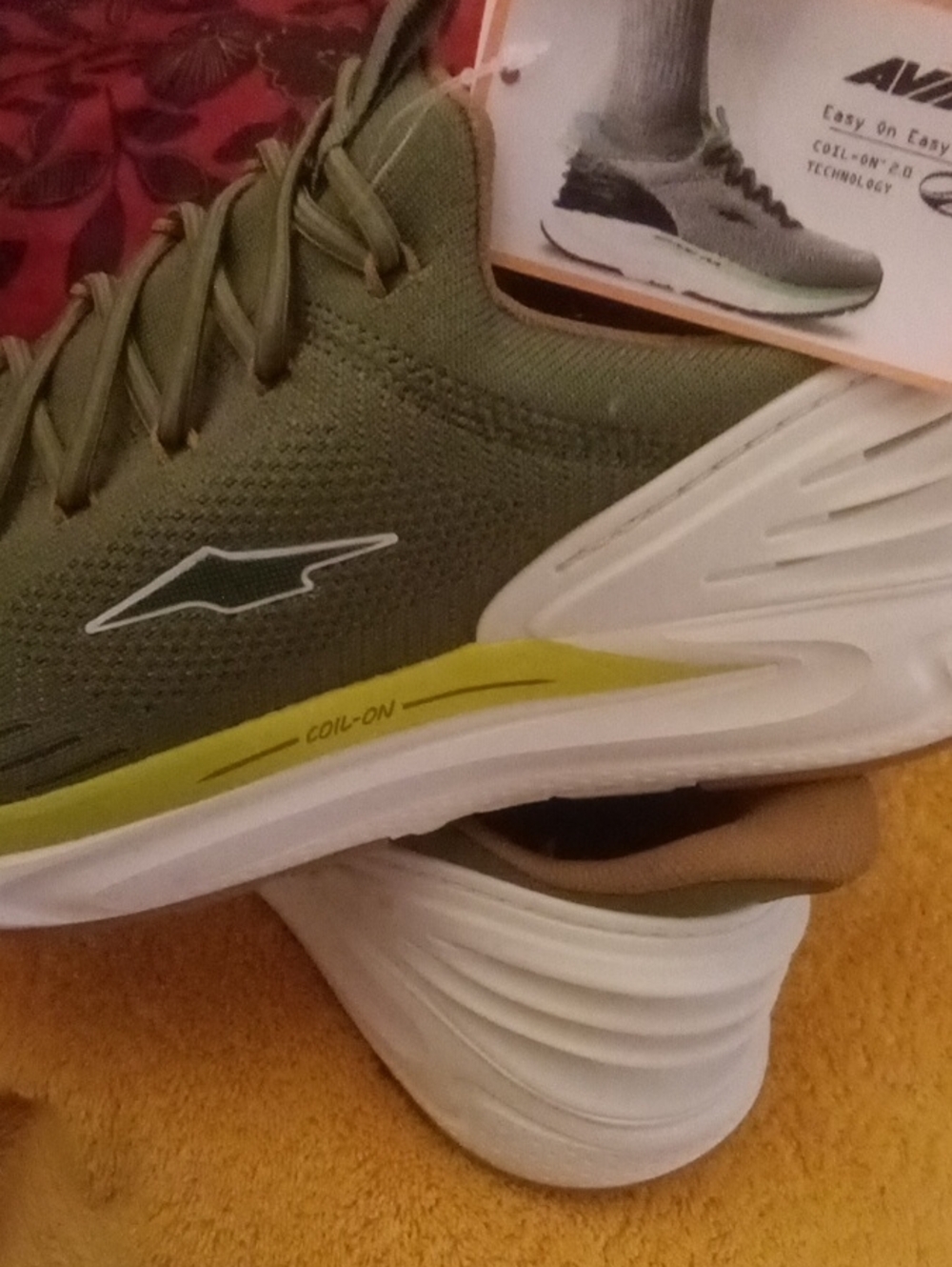 Avia Men's Olive Green Athletic Sneakers with White and Yellow Accents